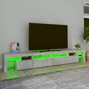 TV Cabinet with LED Lights Concrete Grey 260x36.5x40 cm