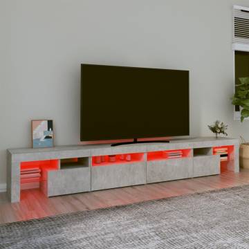 TV Cabinet with LED Lights Concrete Grey 260x36.5x40 cm