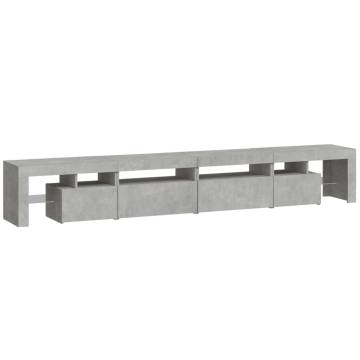 TV Cabinet with LED Lights Concrete Grey 260x36.5x40 cm