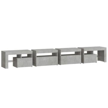 TV Cabinet with LED Lights Concrete Grey 260x36.5x40 cm