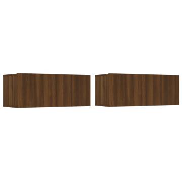 TV Cabinets 2 pcs Brown Oak 80x30x30 cm Engineered Wood