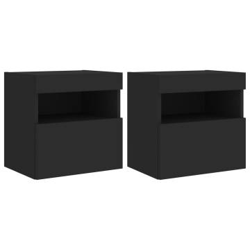 TV Wall Cabinets with LED Lights 2 pcs Black 40x30x40 cm