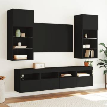 TV Wall Cabinets with LED Lights 2 pcs Black 40x30x40 cm