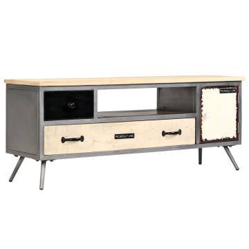 TV Cabinet Solid Mango Wood and Steel 120x30x45 cm