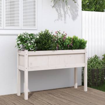 Garden Planter with Legs White 110x31x70 cm Solid Wood Pine