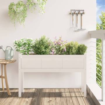 Garden Planter with Legs White 110x31x70 cm Solid Wood Pine