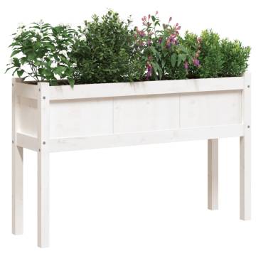 Garden Planter with Legs White 110x31x70 cm Solid Wood Pine