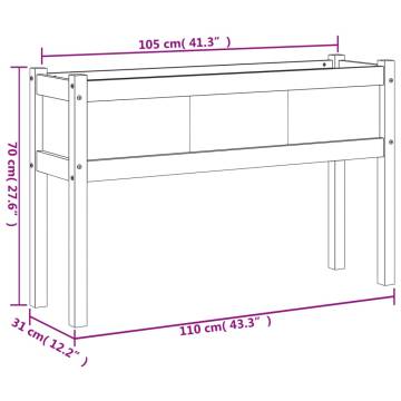 Garden Planter with Legs White 110x31x70 cm Solid Wood Pine