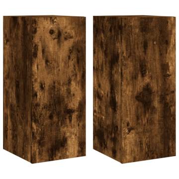 TV Wall Cabinets with LED Lights 2 pcs Smoked Oak 30.5x35x70 cm