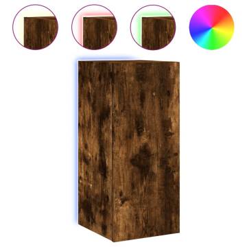 TV Wall Cabinets with LED Lights 2 pcs Smoked Oak 30.5x35x70 cm