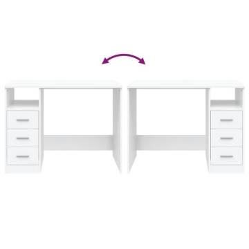 Desk with Drawers White 102x50x76 cm Engineered Wood