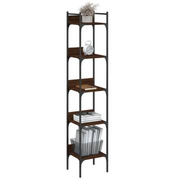 Bookshelf 5-Tier Brown Oak 35x30x174 cm Engineered Wood