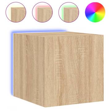 TV Wall Cabinet with LED Lights Sonoma Oak 30.5x35x30 cm