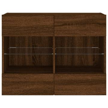 TV Wall Cabinet with LED Lights Brown Oak 78.5x30x60.5 cm