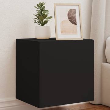 TV Wall Cabinet with LED Lights Black 40.5x35x40 cm