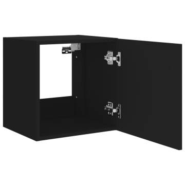 TV Wall Cabinet with LED Lights Black 40.5x35x40 cm