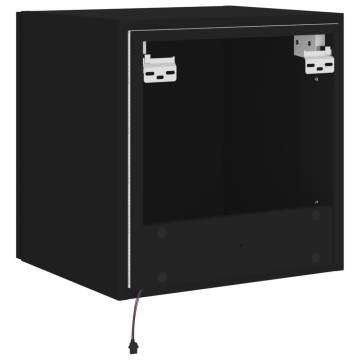 TV Wall Cabinet with LED Lights Black 40.5x35x40 cm