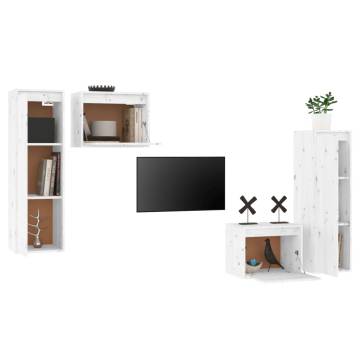 TV Cabinets 4 pcs White Solid Wood Pine