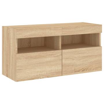 TV Wall Cabinet with LED Lights Sonoma Oak 80x30x40 cm