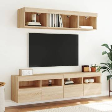 TV Wall Cabinet with LED Lights Sonoma Oak 80x30x40 cm