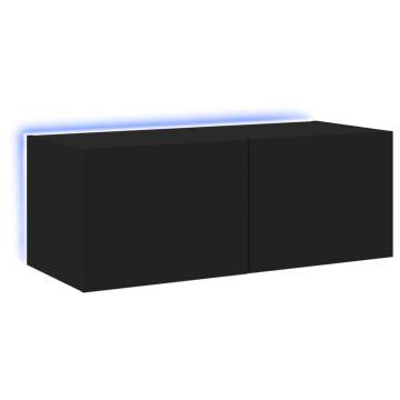 TV Wall Cabinet with LED Lights Black 80x35x31 cm