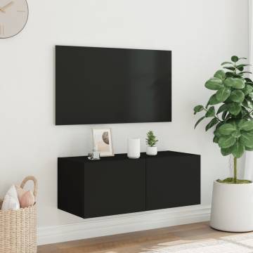 TV Wall Cabinet with LED Lights Black 80x35x31 cm