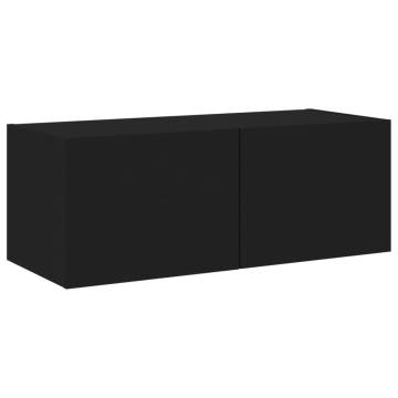 TV Wall Cabinet with LED Lights Black 80x35x31 cm