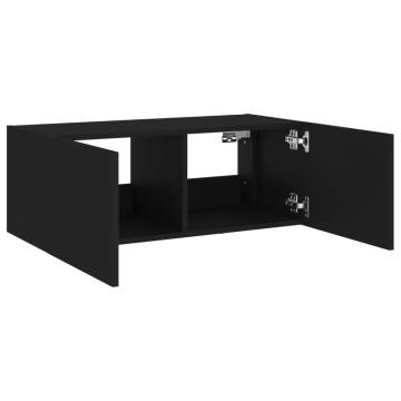 TV Wall Cabinet with LED Lights Black 80x35x31 cm