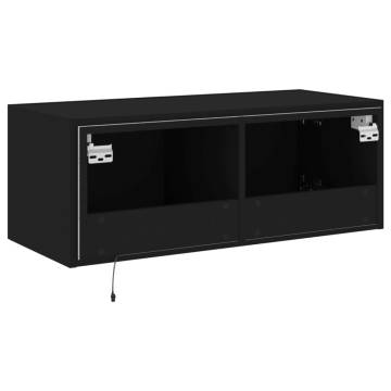 TV Wall Cabinet with LED Lights Black 80x35x31 cm