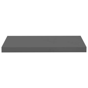 Floating Wall Shelf High Gloss Grey 60x23.5x3.8 cm MDF