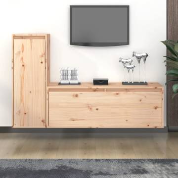 TV Cabinets 2 pcs Solid Wood Pine