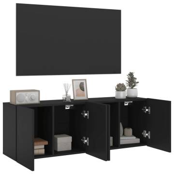 TV Cabinets Wall-mounted 2 pcs Black 60x30x41 cm