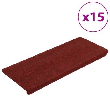 Stair Mats Self-adhesive 15 pcs 65x24.5x3.5 cm Red