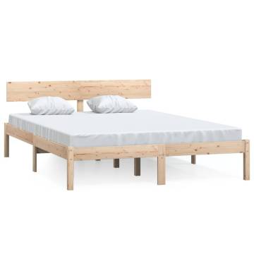 Bed Frame Solid Wood Pine 135x190 cm Double