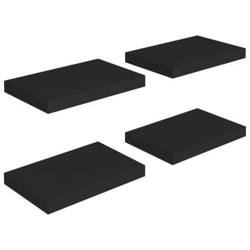 Floating Wall Shelves 4 pcs Black 40x23x3.8 cm MDF