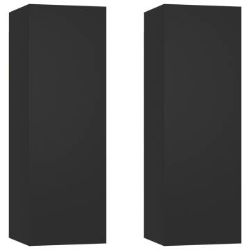 TV Cabinets 2 pcs Black 30.5x30x90 cm Engineered Wood