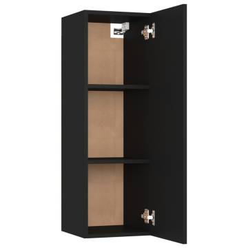 TV Cabinets 2 pcs Black 30.5x30x90 cm Engineered Wood