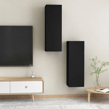 TV Cabinets 2 pcs Black 30.5x30x90 cm Engineered Wood