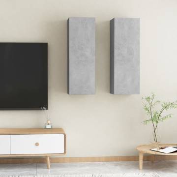 TV Cabinets 2 pcs Concrete Grey 30.5x30x90 cm Engineered Wood