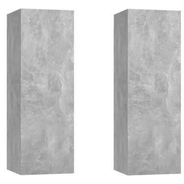 TV Cabinets 2 pcs Concrete Grey 30.5x30x90 cm Engineered Wood