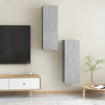 TV Cabinets 2 pcs Concrete Grey 30.5x30x90 cm Engineered Wood