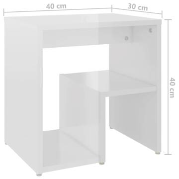 Bed Cabinet High Gloss White 40x30x40 cm Engineered Wood