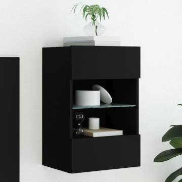 TV Wall Cabinet with LED Lights Black 40x30x60.5 cm