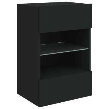 TV Wall Cabinet with LED Lights Black 40x30x60.5 cm