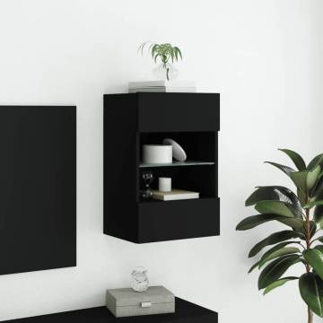 TV Wall Cabinet with LED Lights Black 40x30x60.5 cm