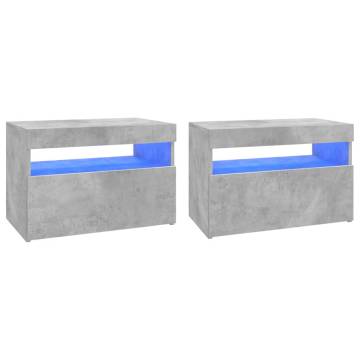 TV Cabinets with LED Lights 2 pcs Concrete Grey 60x35x40 cm