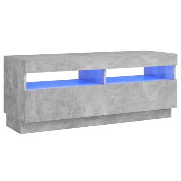 TV Cabinet with LED Lights Concrete Grey 100x35x40 cm