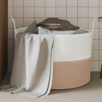 Storage Basket Brown and White Ø51x33 cm Cotton