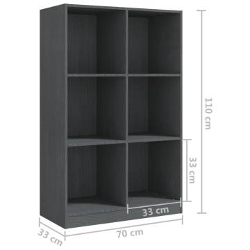 Book Cabinet Grey 70x33x110 cm Solid Pinewood