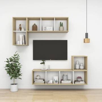 Wall-mounted TV Cabinet Sonoma Oak and White 37x37x72 cm Engineered Wood